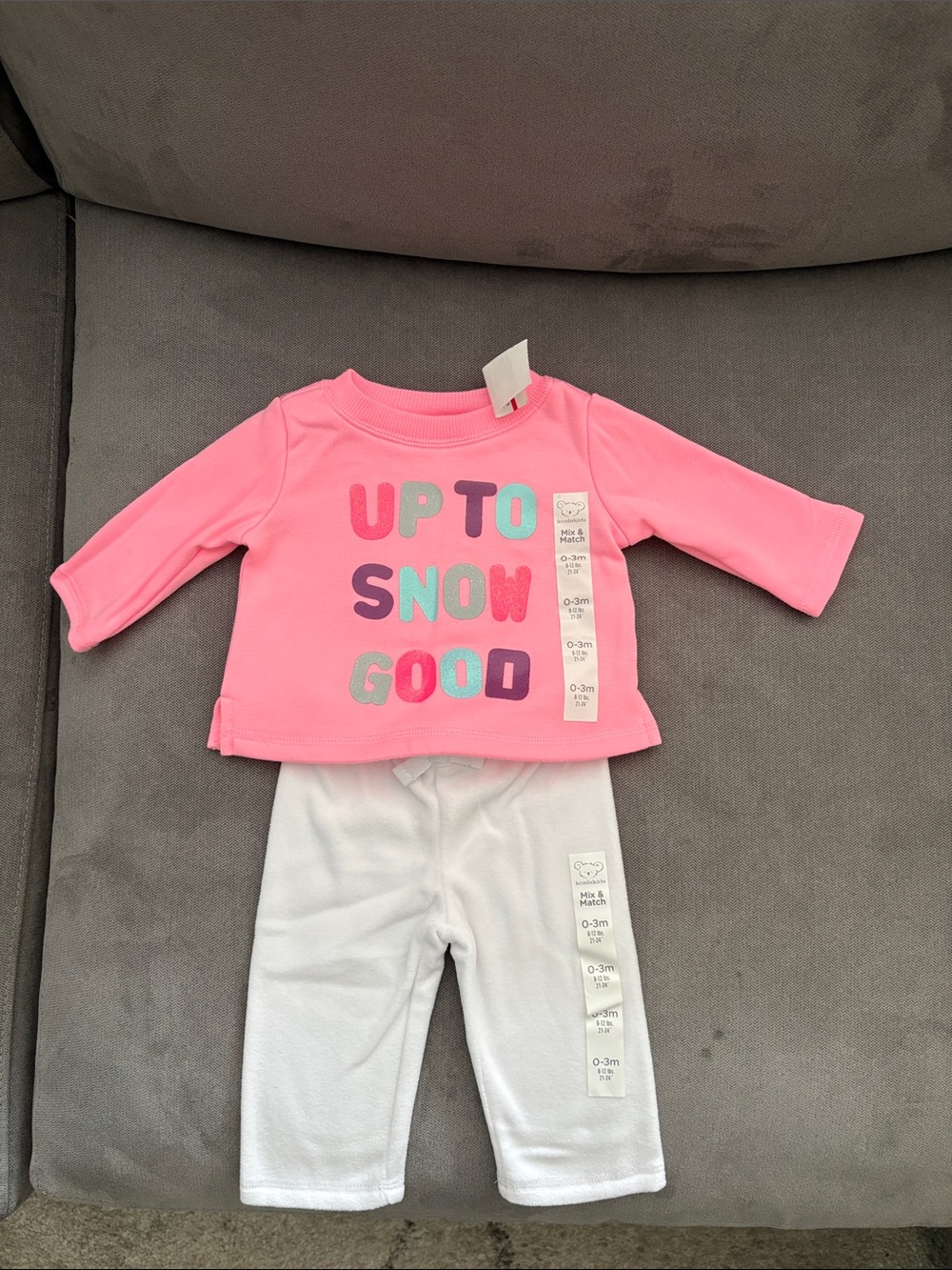 Koala Kids Pink Top and White Pants Matching Set